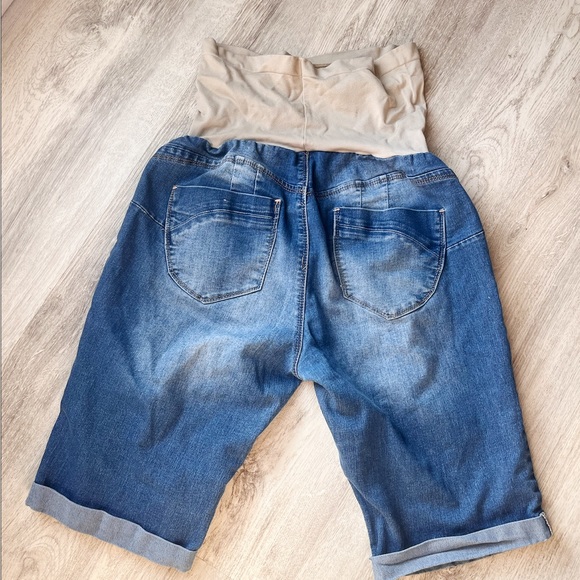bella vida Pants - MATERNITY Blue Denim Bermuda Jean Shorts